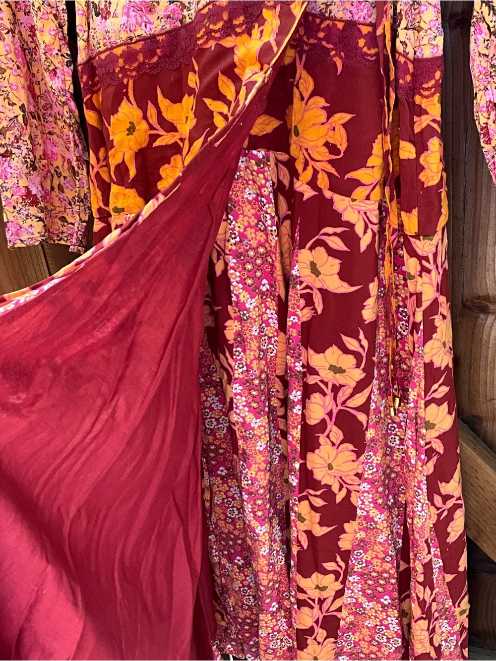 New Free People Floral Print Boho Maxi Dress lace trim XS $168 - Picture 4 of 8